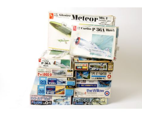 Japanese Manufacture Military Aircraft Kits,  a boxed collection of 1:48/50 scale WW1 and later aircraft including 1:48 scale