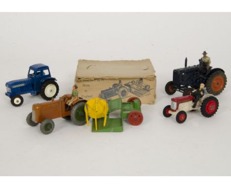 British Diecast Tractors, Charbens Farm Reaper with Tractor, Driver and Reaper, in original box, loose Britains 128F Fordson 