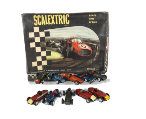 Electric Tinplate Scalextric, including Ferrari 4.5L Grand Prix (4), Maserati 250F Grand Prix (4), Scalex Ferrari 4.5L, Jagua