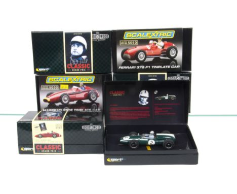 Modern Scalextric, C2928A Ferrari 375 F1 Tinplate Car, C2929A Maserati 250F Tinplate Car, C2551A Maserati 250F 1957, C.2639A 