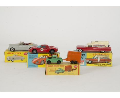 Dublo Dinky Toys 073 Land Rover &amp; Horse Trailer, 194 Bentley Coupe, Corgi Toys 314 Ferrari Berlinetta 250 Le Mans, 437 Su