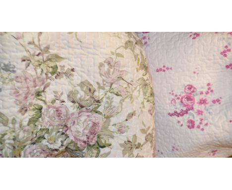 Textiles - Two floral stitched bed covers
