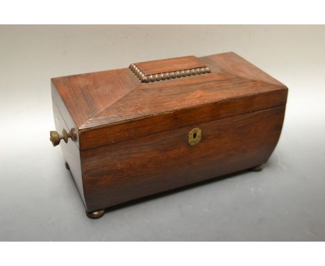 A Victorian rosewood sarcophagus tea caddy