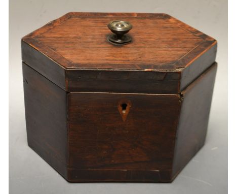 A George III rosewood lozenge shaped tea caddy, c.1790

