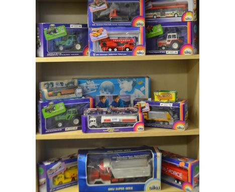 Siku Toys - Super Serie 4513 super Tipper;  others 3910 Shell Petrol Station  3119 Articulated Wagon (Parcel Force);  2820 Me