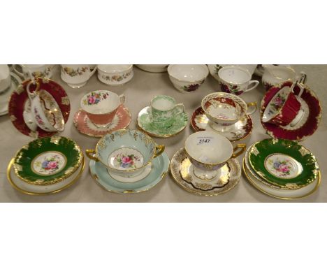 A Royal Crown Derby hand painted posie pattern cream soup cup and saucer, other cups and saucers, similar