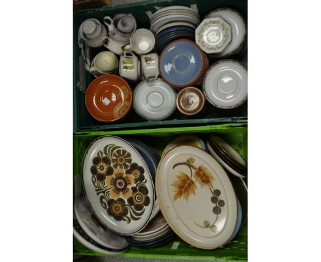 Denby Stoneware - table china, including Greenwich, Imperial Blue, Marrakesh, cups, saucers, dinner, side plates, etc (2 boxe