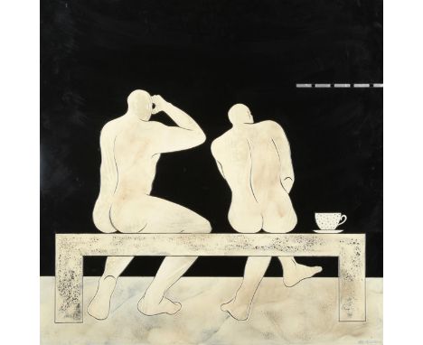 Ben Haulding (Contemporary)  The Bathers Looking Out to Sea  Signed, ceramic, together with a further ceramic depicting bathe