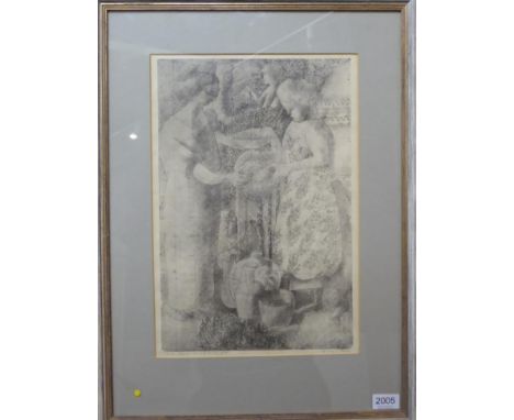 After Sir Stanley Spencer (1891-1959) ''Disciples at a gate'' Signed, inscribed and numbered 38/75, dated 14.8.73, with the F
