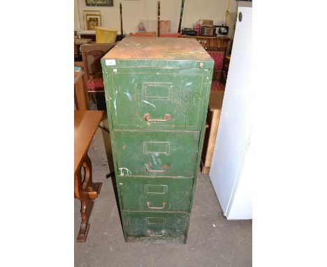 Metal four drawer filing cabinet containing quantity of assorted tools