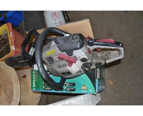 Spear &amp; Jackson chainsaw and accompanying safety helmet