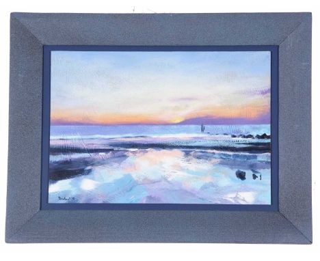 Paul Rowland (British, b.1960 -) 'First Light At Sheringham', acrylic on board, signed and dated 2019, 9x13ins, framed.