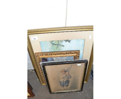 Mixed Lot: Various assorted pictures to include Russian examples, hunting print etc