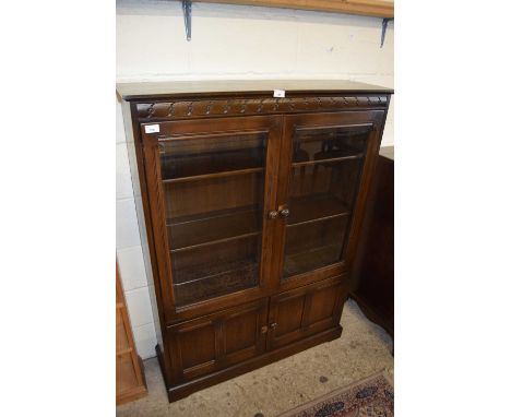 MODERN DARK ELM BOOKCASE CABINET, POSSIBLY ERCOL, 101CM WIDE