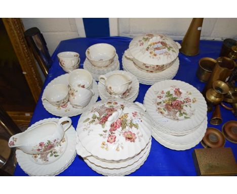 QUANTITY ROYAL STAFFORDSHIRE CHELSEA ROSE DINNER AND TEAWARE BY CLARICE CLIFF
