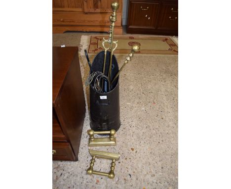 METAL COAL SHOOT, FIRE TOOLS, HORSE BRASSES, FIRE DOGS ETC