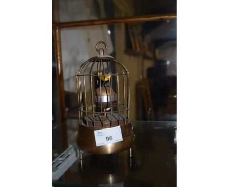 CONTEMPORARY CHINESE AUTOMATON BIRD CAGE CLOCK 17 CM HIGH