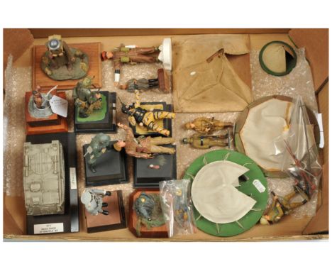Collection of (mostly) Second World War Models and Figurines.&nbsp; Includes white metal armoured vehicle and WWII German lea