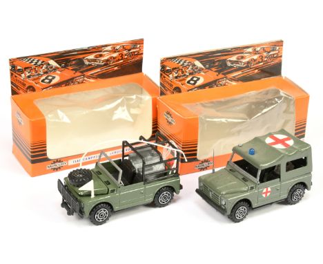 Mercury Military group to include (1) 32 Fiat Jeep "Ambulance" - pale green with blue roof light and (2) 215 Jeep - green wit
