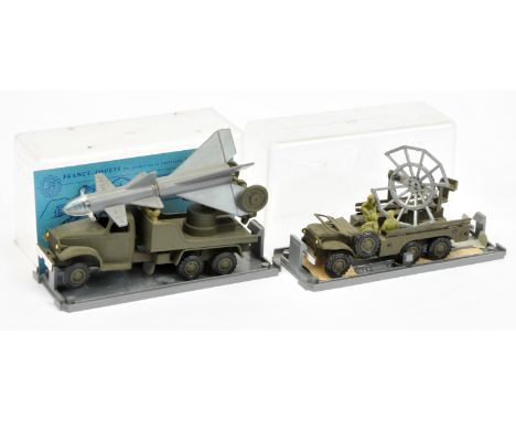 FJ Military a pair (1) radar Scanner Lorry - drab green including hubs (2) Rocket Firing Lorry - drab green - both come with 
