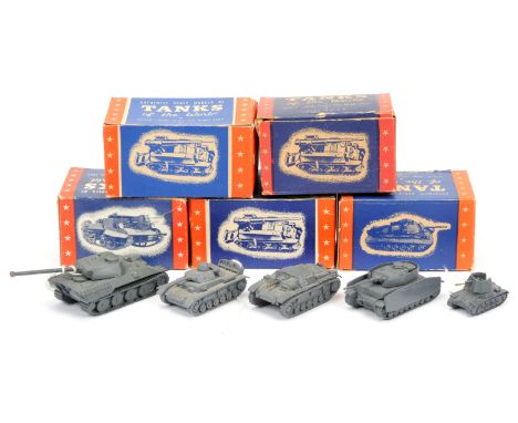 Authenticast diecast Military vehicles group of 5 (1) German Panther Tank (2) German PZKW, (3) another, (4) German Hunter Tan