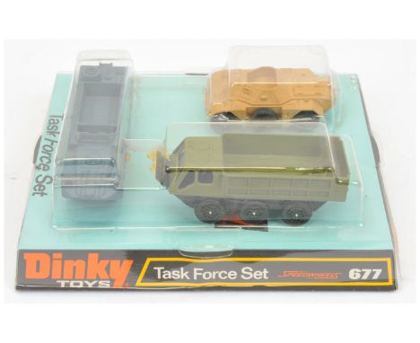 Dinky 677 Task Force set to include - Ferret Armoured Car Light tan/beige, DUKW Amphibian ref blue and Stalwart green, all ha