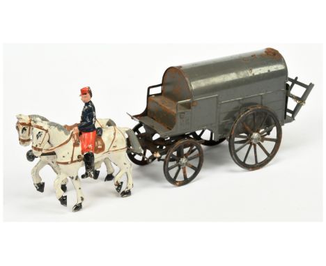 A CR (Rossignol) Tinplate Horse Drawn Army Wagon, unboxed.&nbsp; French, circa 1900.&nbsp; Dimensions (tailgate down) approx.