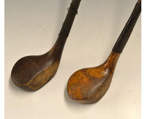 R Simpson Bulger scare neck golden persimmon driver c.1892 c/w good shaft stamp below the thick hide grip (face with surface 