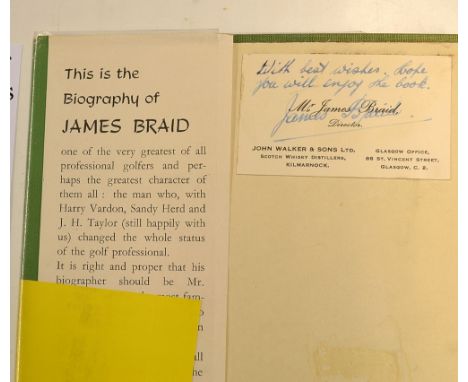 Darwin, Bernard  - (signed)  "James Braid" 1st edition 1952 signed by James Braid - publ'd Hodder and Stoughton London comple