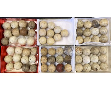 Large collection of used square mesh and dimple golf balls from the 1920-1940's (69) - red dimple stamped 'M&amp;T-A- Superio