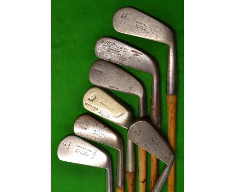 7x assorted golf clubs - W Wallace large mashie; Forgan Crown model round back no. 4 iron; Cochrane's warrior rustless deep f