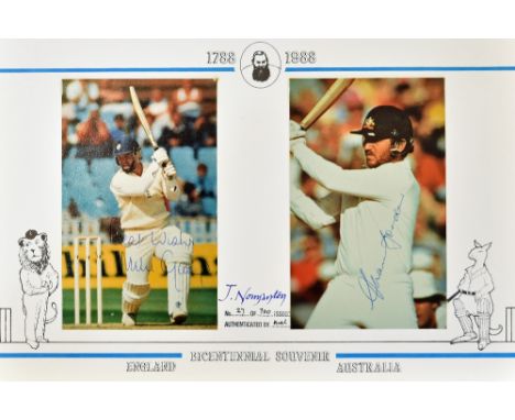 1988 Cricket Bicentennial Souvenir Album including limited edition signed photographs of Mika Gatting and Allan Border, numbe