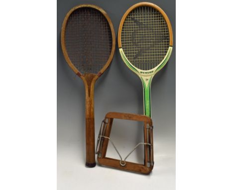 Selection of Wooden Tennis Rackets to include a Dunlop 'Evonne Goolagong' model racket, in a laminate coating and Dunlop Tenn