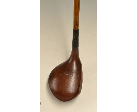 Fine and scarce R Forgan Golf Medal large headed driver with central aluminium sole plate and fitted with unusual oval shaft 