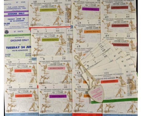 Wimbledon Lawn Tennis Championships Ticket Selection to include 1984, 1986, together with a selection of the 1992 Championshi
