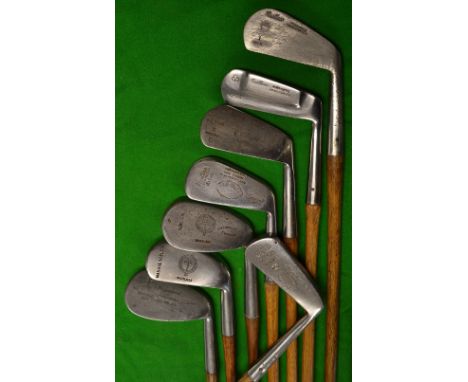 8x rustless golf clubs - large head Gold Medal niblick; Rangefinder Light niblick; Range finder mashie niblick; A.G Reid Larg