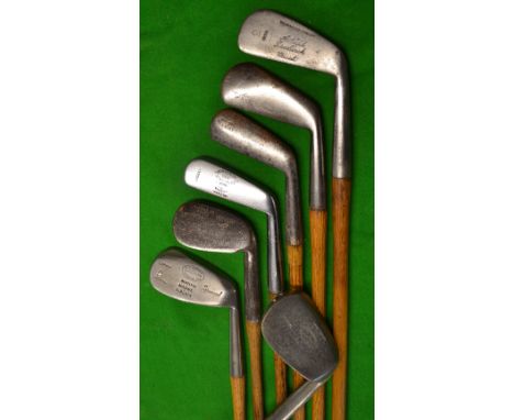 7x assorted irons - Archie Compston Sammy; D&amp;W Auchterlonie St Andrews jigger; Gibson Niblick for R Hughes Cairo and Alex