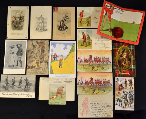 Collection of various early golfing postcards from 1901-1910 (17) - incl humour, travel, seasonal and others - notably 2x Rap