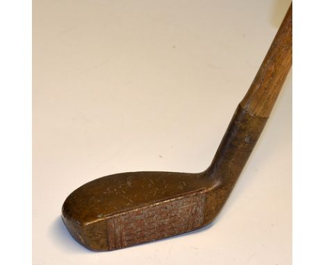 ZoZo style brass mallet head putter c/w metal face insert - stamped Army &amp; Navy C&amp;L to the crown - replaced hide grip