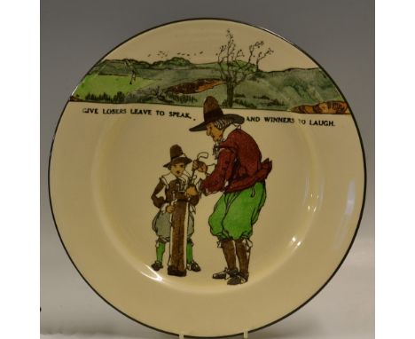 Royal Doulton Golfers series ware plate - decorated with Crombie style golf figures and saying "Give Losers Leave to Speak An