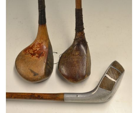 3x interesting woods - Joe Kirkwood Signature spoon by Cochrane with central face fibre inset; R Simpson Carnoustie The Perfe