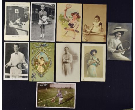 Mixed Tennis Postcard Selection includes a variety of cards, some photo cards, such as 'M Chevalier', 'AS Haydon', 'Tennis-Ba