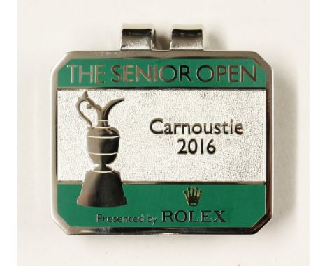 2016 British Senior Open Golf Championship enamel money clip - played at Carnoustie and issued to players by Rolex - won by P
