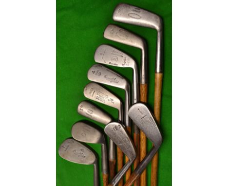 10x assorted golfing irons  - Nicoll compact no. 4 iron; Nicoll jigger; Scott Elie no. 2 iron; Winton round backed iron for G