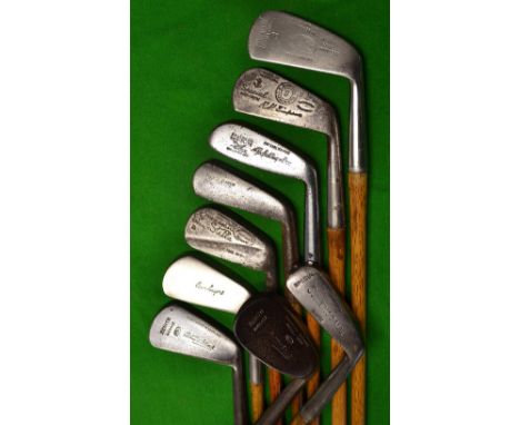 9x  assorted irons - Sunningdale very shallow head mashie; Nicoll Zenith deep face mashie, Nicoll  Niblick with Exhibition Wi