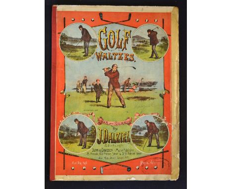 Early Vic decorative golf sheet music with Musselburgh Links scene to the cover c1880/90s - titled Golf Waltzes by J Dalziel 