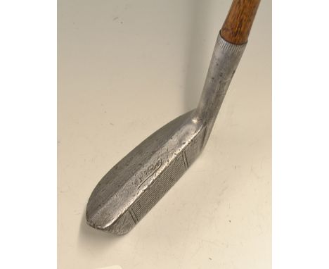 Golf Union Model Alloy putter - with drop down back, double rivots to the hosel and stamped G L Howey to the top line