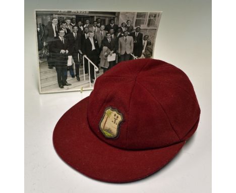 Lancelot Richard Gibbs (b.1934) West Indies Cricket Cap - a maroon cloth cap with West Indies emblem to front with 'L.R. Gibb