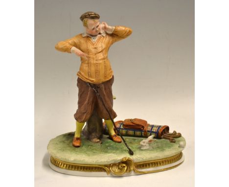 Nao by Lladro detailed ceramic humorous golfing scene - amusing golfing scene signed to the B Merli and stamped no.3 to the b