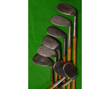 8x mostly niblick golf irons - Wright &amp; Ditson St Andrews; H Cook mussel back; Zenith with stamp marks for  Nicoll and Fo